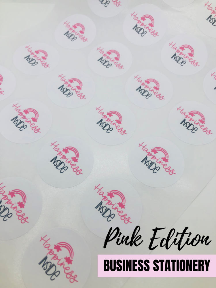 PINK EDITION BUSINESS STATIONERY - Happiness inside sticker sheet (24pc)