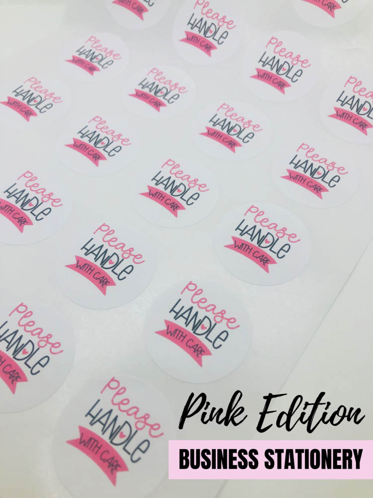 PINK EDITION BUSINESS STATIONERY - Please Handle With Care sticker sheet (2