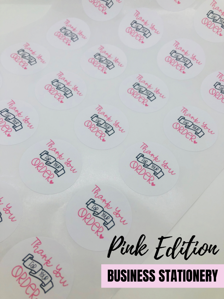 PINK EDITION BUSINESS STATIONERY - Thank You for your order sticker sheet (