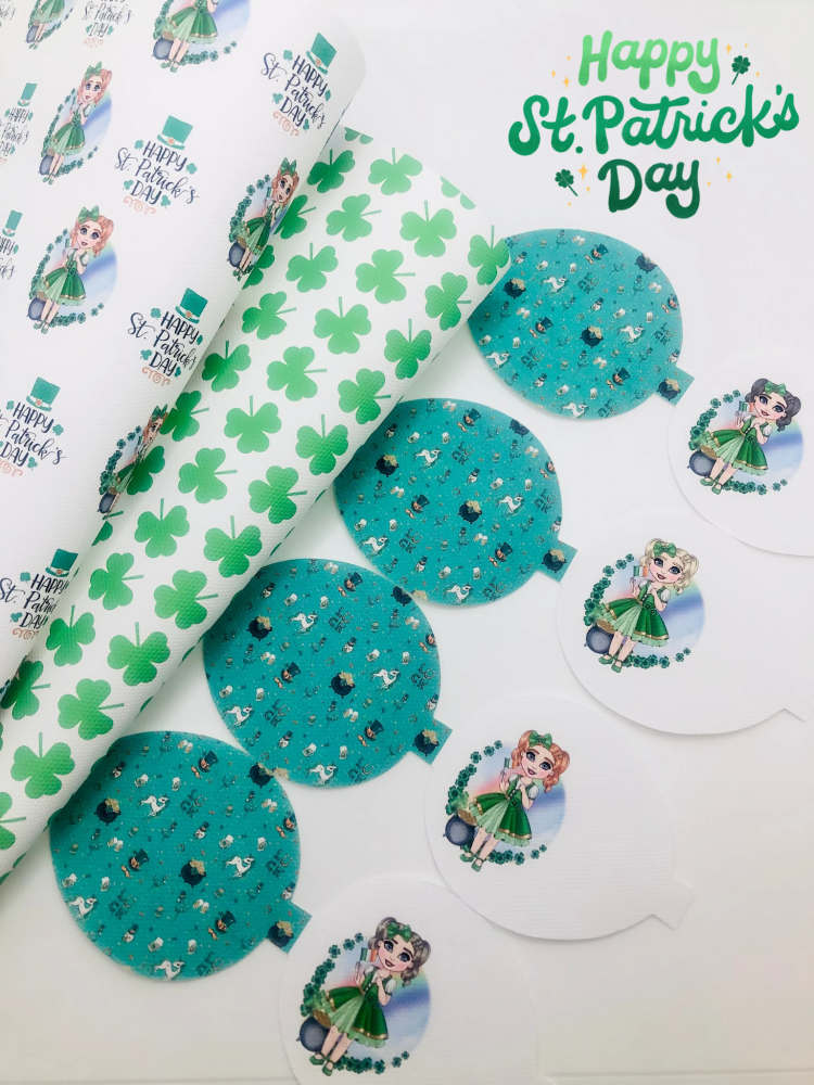 St Patricks Day Girl Dolly personalised printed pre cut bow loop