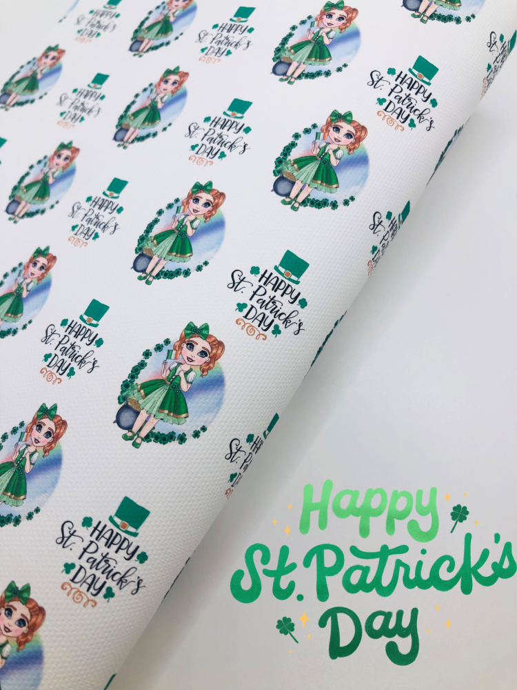 1187 - Happy St Patrick's day dolly printed canvas sheet