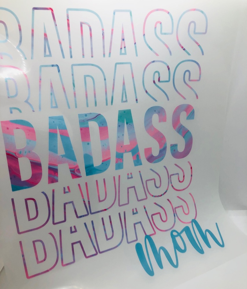 Badass Mom Ombre text print printed dtf tshirt transfer