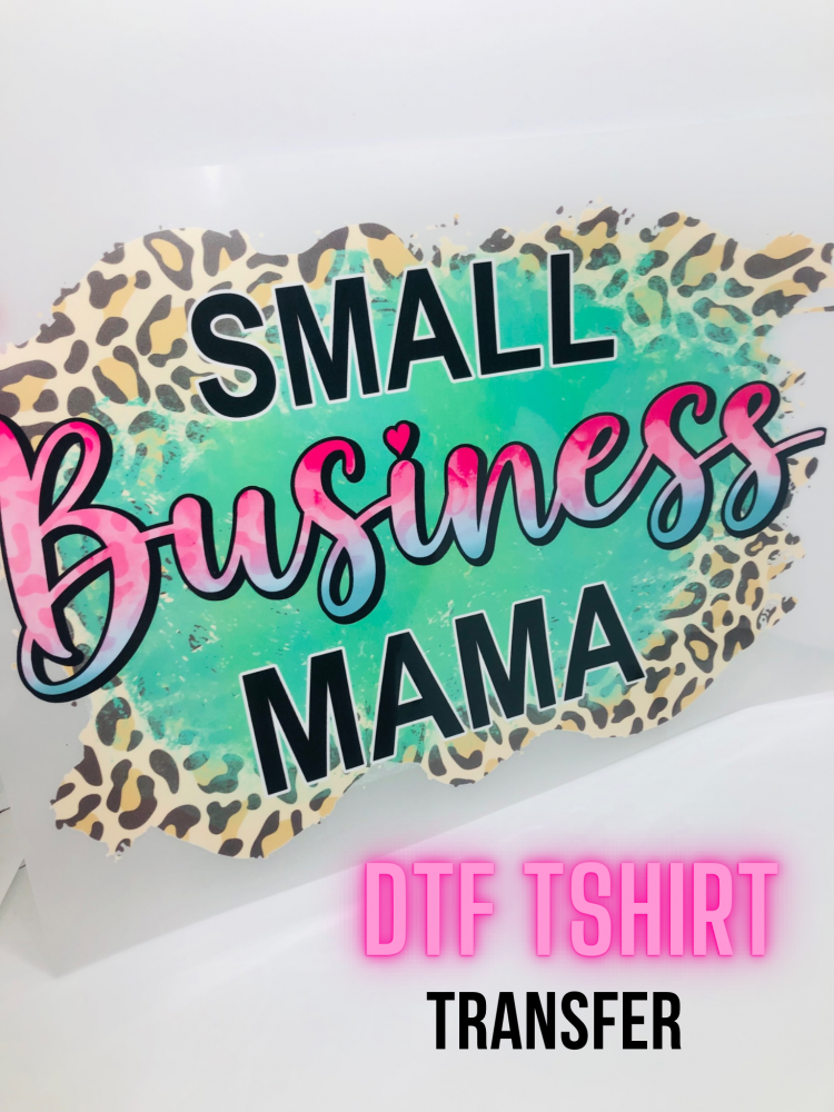 Small Business mama bright leopard printed dtf tshirt transfer