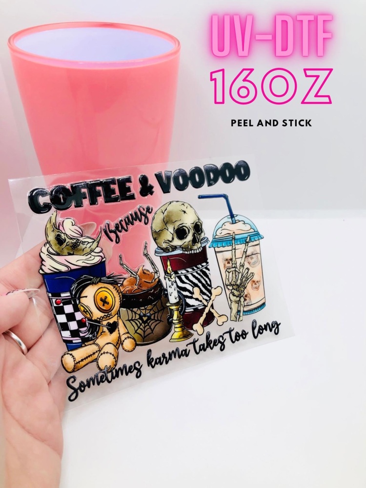 COFFEE AND VOODOO WRAP 16OZ + UV DTF TRANSFER