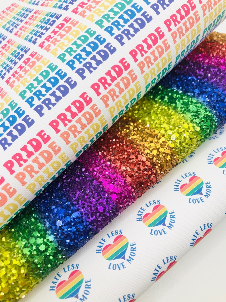 Pride Rainbow Chunky glitter printed canvas sheet Bundle