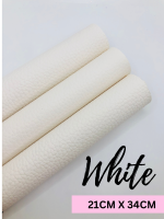 Litchi white plain leather