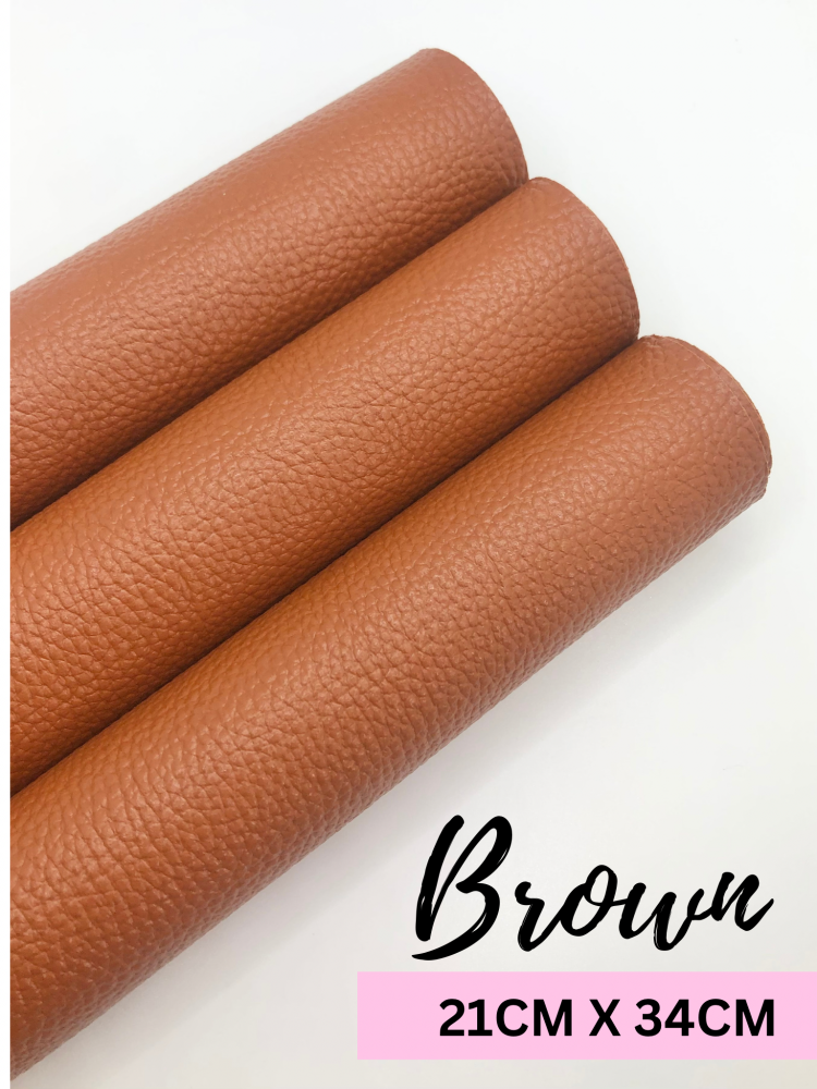 Litchi brown plain leather