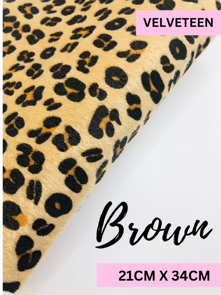 Brown leopard velveteen fabric
