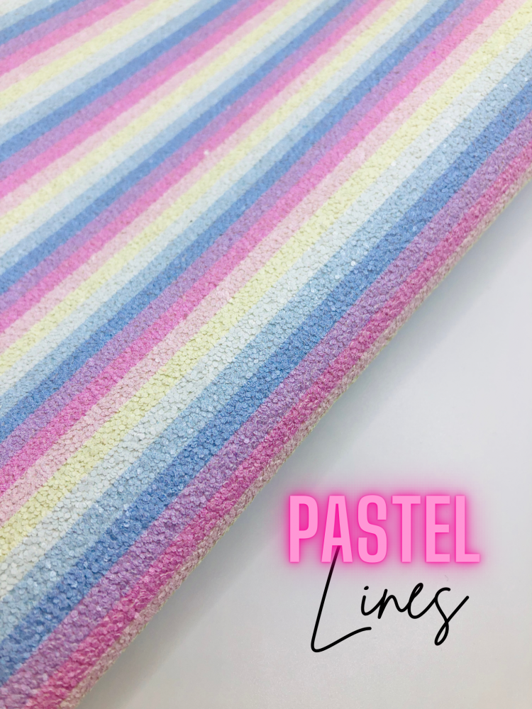 Pastel Lines Rainbow Stripe chunky glitter fabric