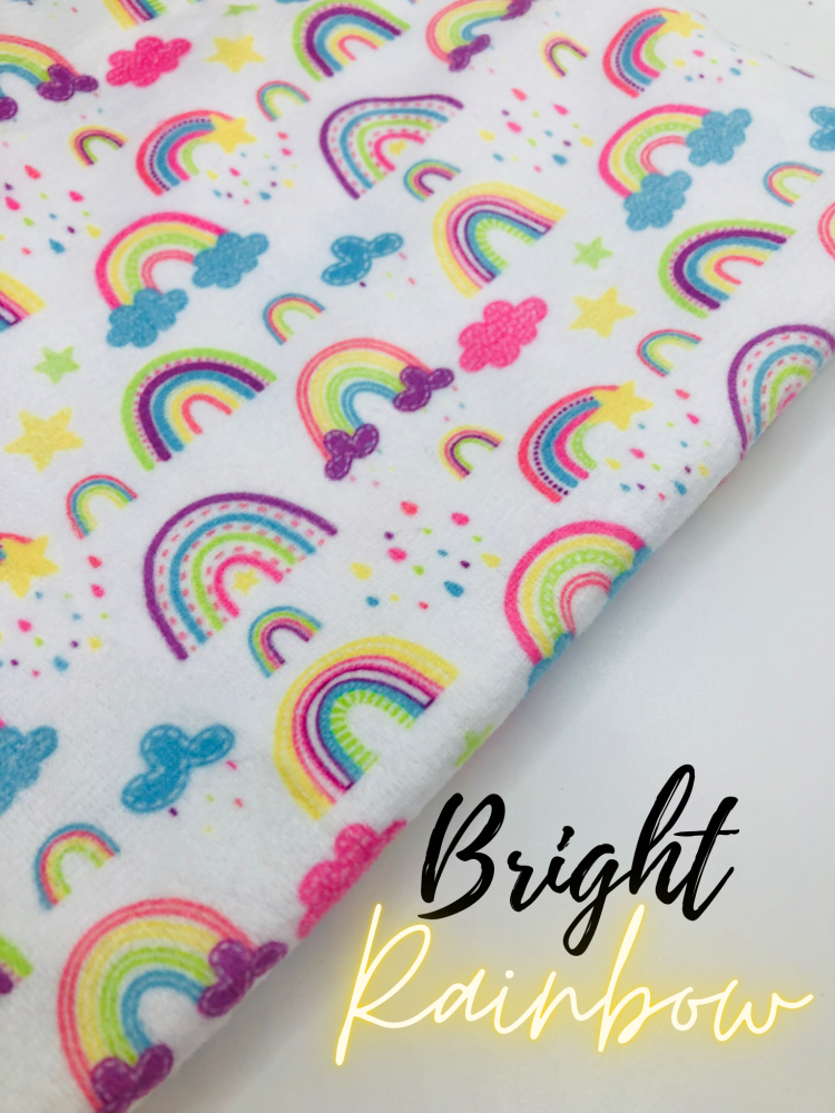 Bright Rainbow Soft Plush Velvet Fabric