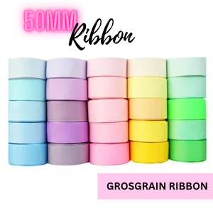 50mm Plain pastel spring coloured grosgrain ribbon bundle