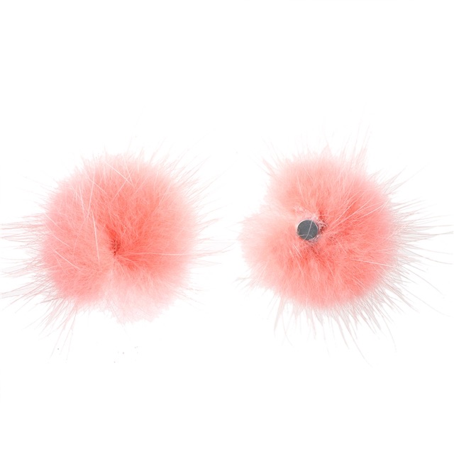 Pink - Mink pom pom embellishment
