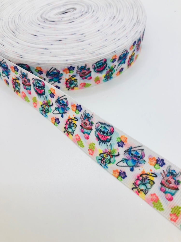 LIMITED EDITION 25mm Stitch inspired mini print grosgrain ribbon
