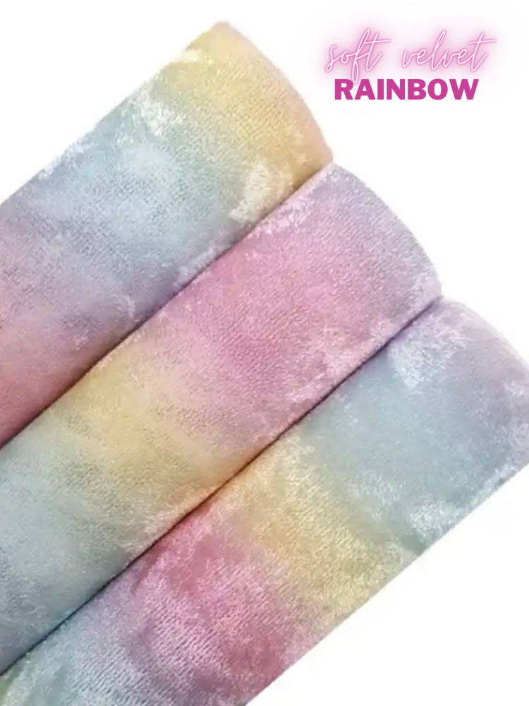 Pastel Rainbow Luxury Crushed Velvet Fabric