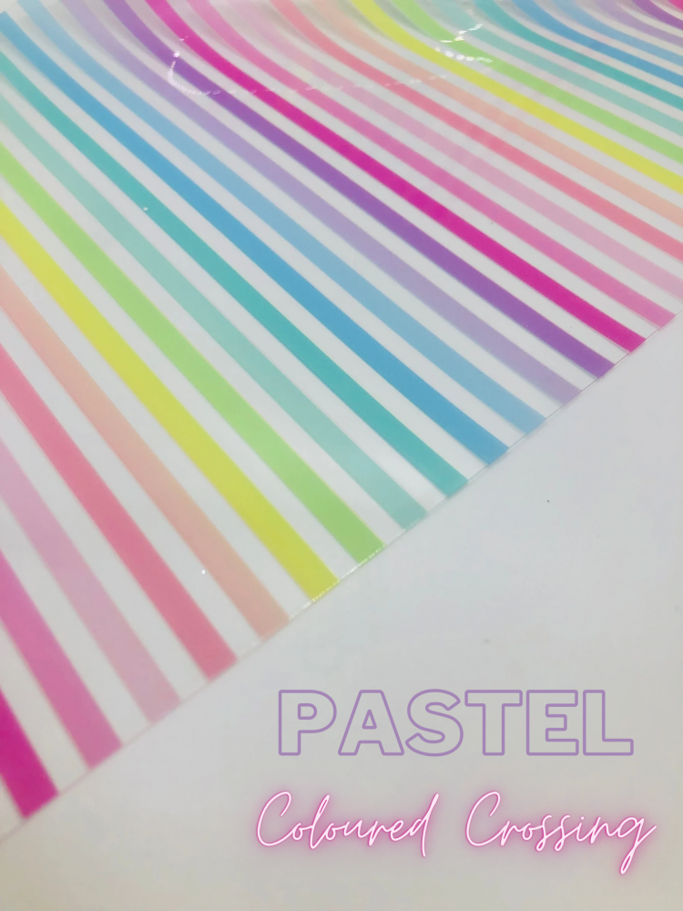 Pastel coloured crossing printed transparent jelly fabric