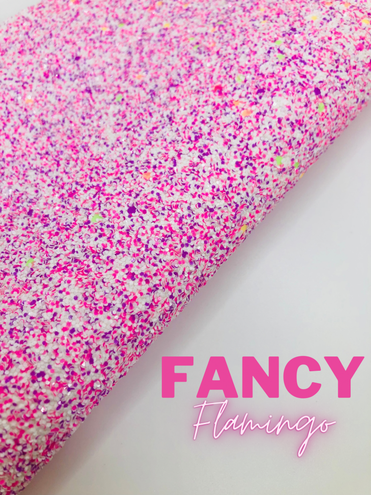 Fancy Flamingo pink mix chunky glitter fabric