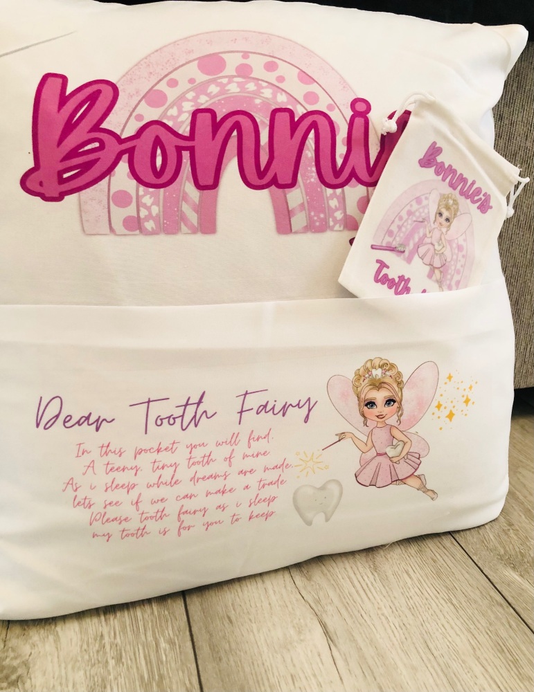Girl Tooth Fairy - Personalised Mini velvet pouch bag