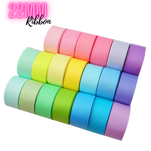 22mm Plain pastel spring coloured grosgrain ribbon bundle