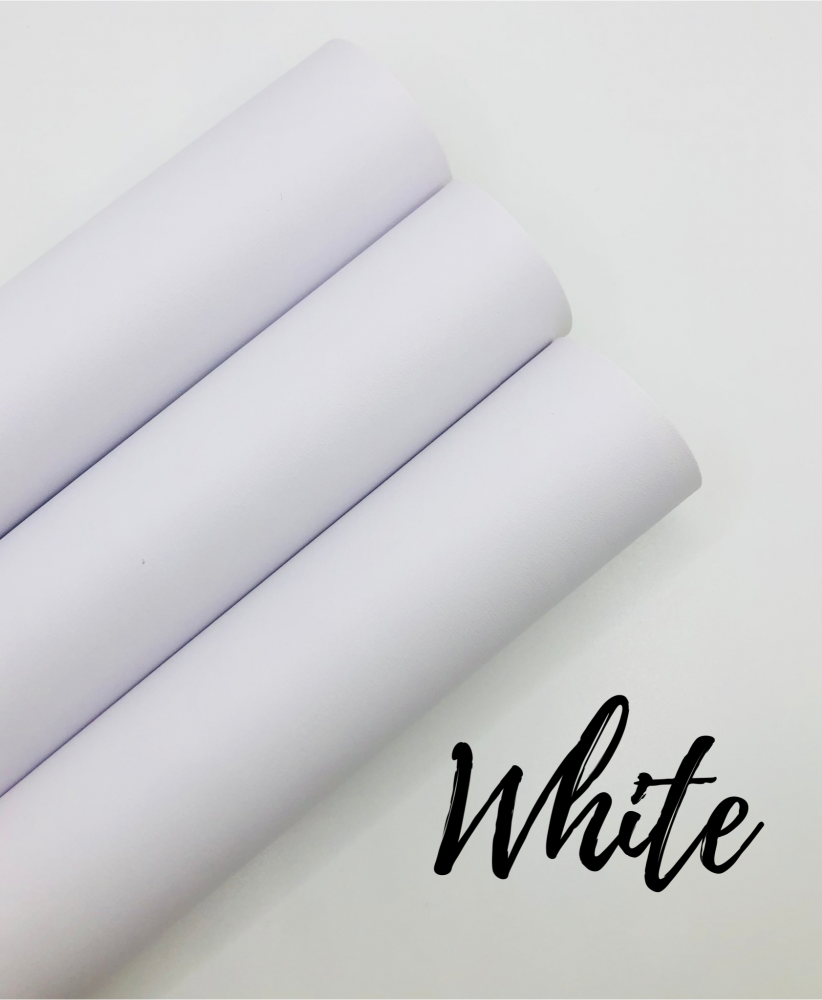 Smooth Plain Pure White synthetic leather