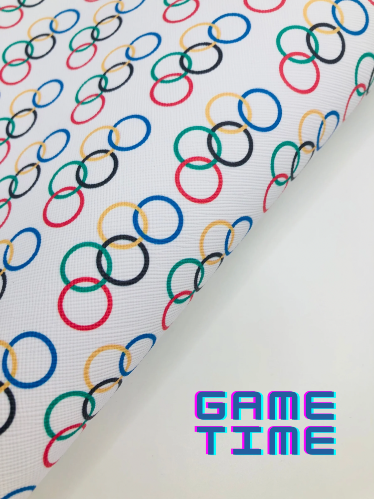 Olympics printed leatherette fabric