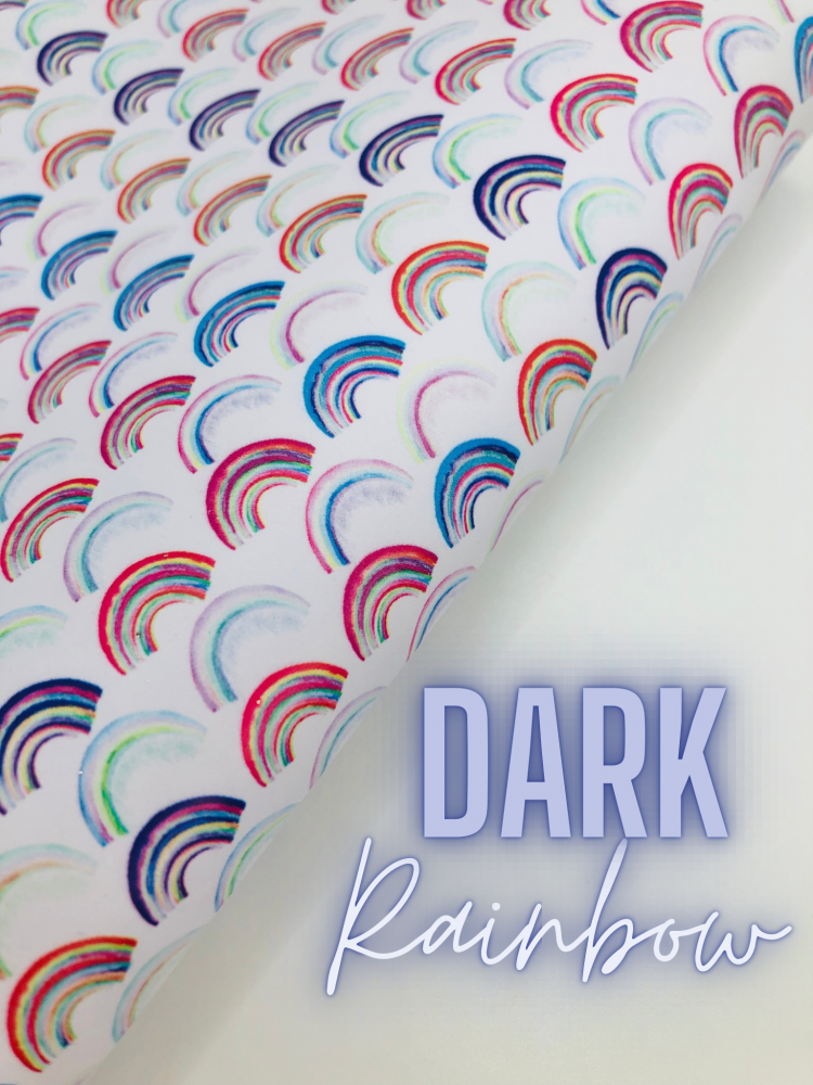 Dark Rainbow printed leatherette fabric