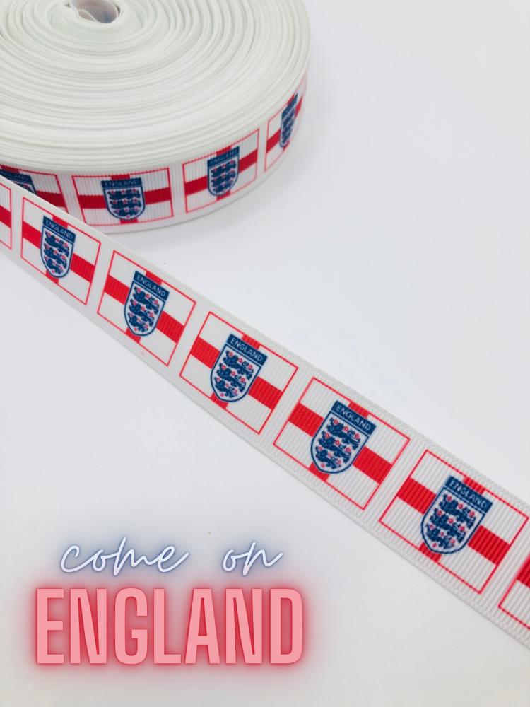 25mm Come on england grosgrain ribbon