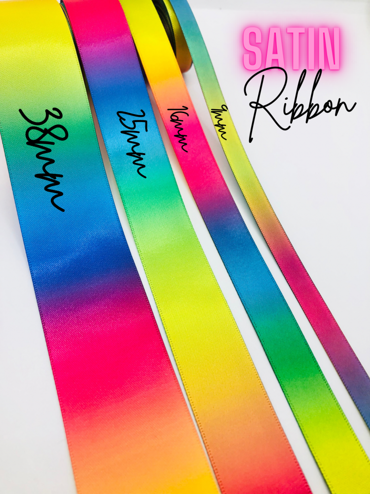 Double sided Rainbow Satin Ribbon