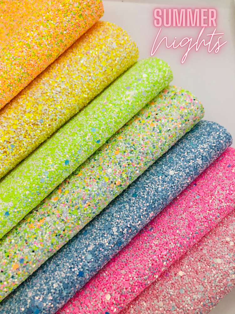 Summer Nights Chunky glitter fabric bundle (7pcs)