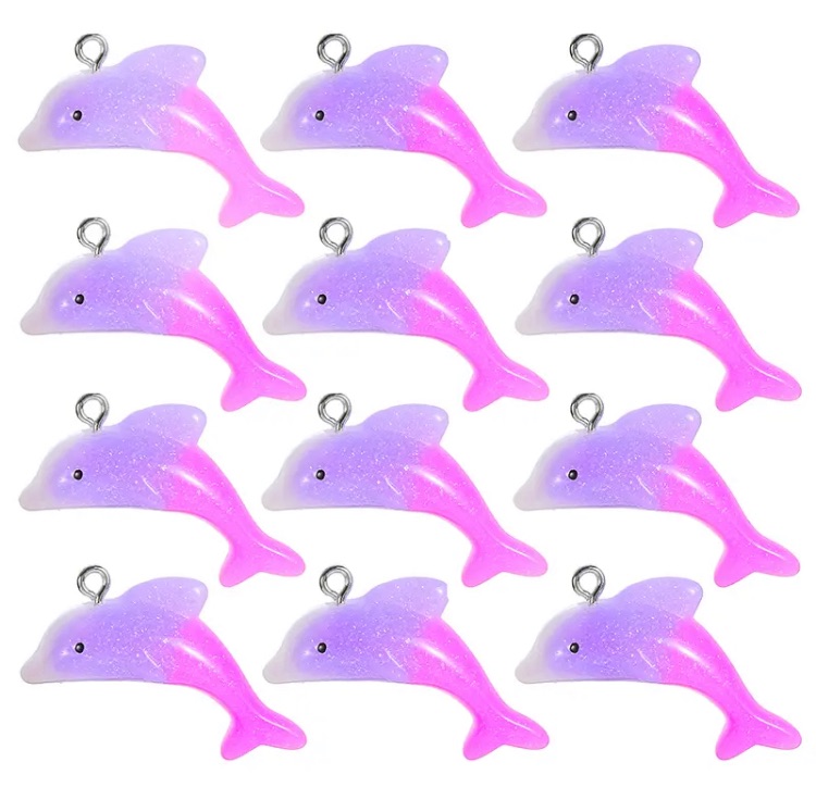 3d Purple pink ombre dolphin flatback embellishment