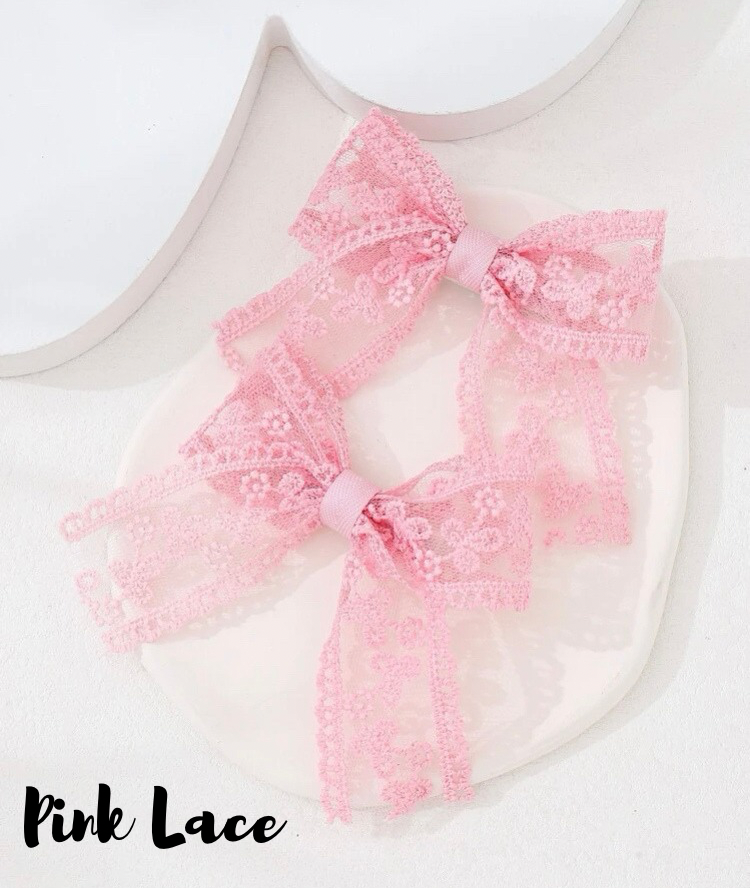 Pink vintage lace bow Stall Filler On Clip