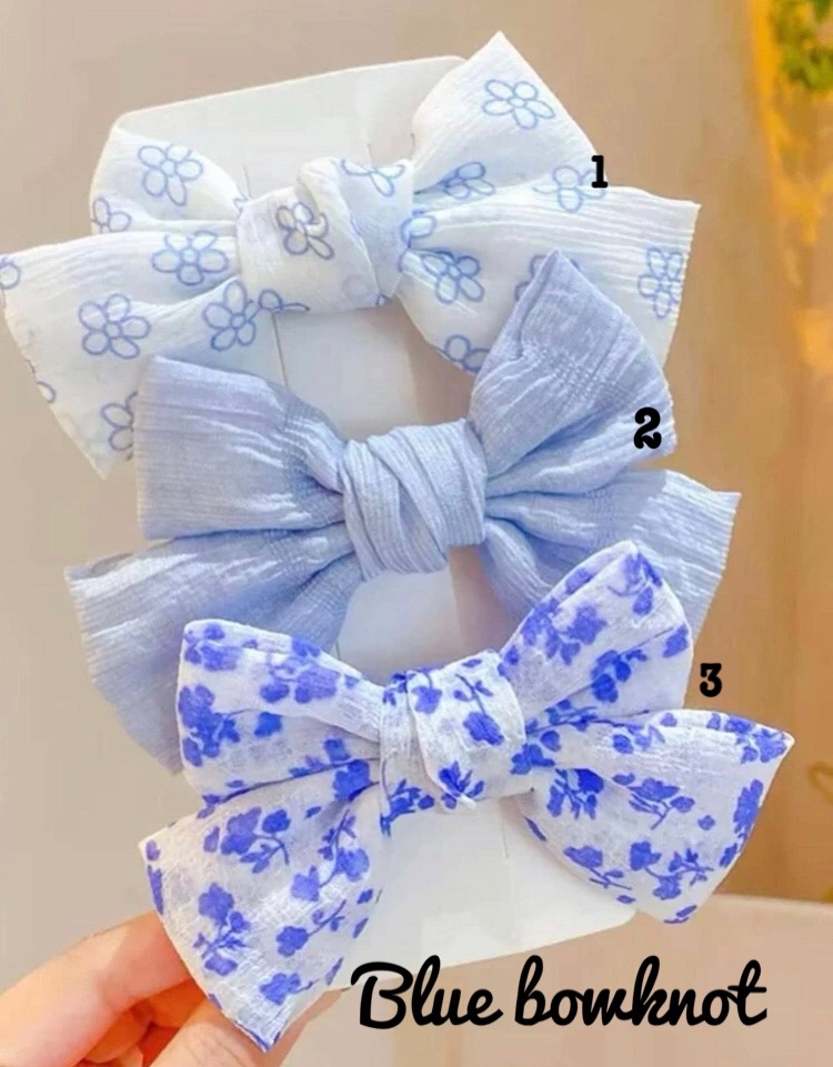 BLUE - Spring hair bow on clip stall Filler
