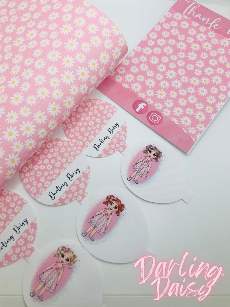 Pink Darling Daisy Dress girl pre cut printed bow loop