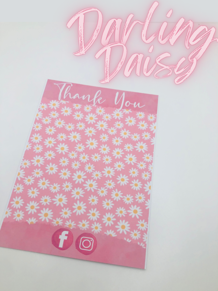 Pink Daisy thank you card printed bow card (PACK OF 10)