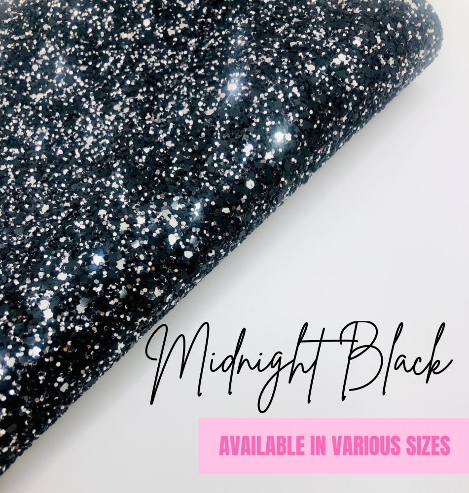 Luxury Midnight Black chunky glitter fabric