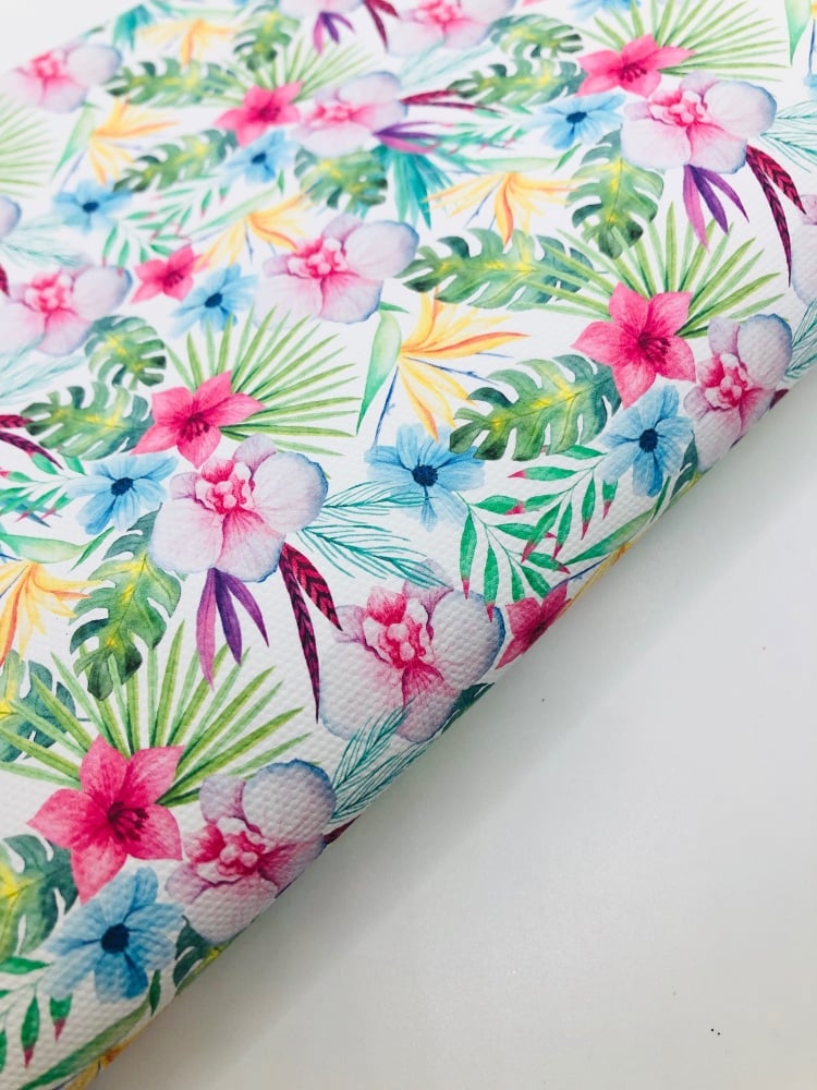 1693 - Pastel Summer Bright Floral Flowers printed canvas fabric sheet