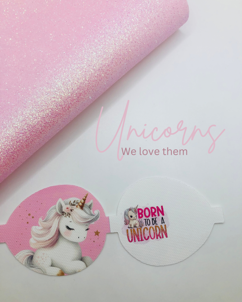 Pink Born to be a unicorn pre cut bow loop