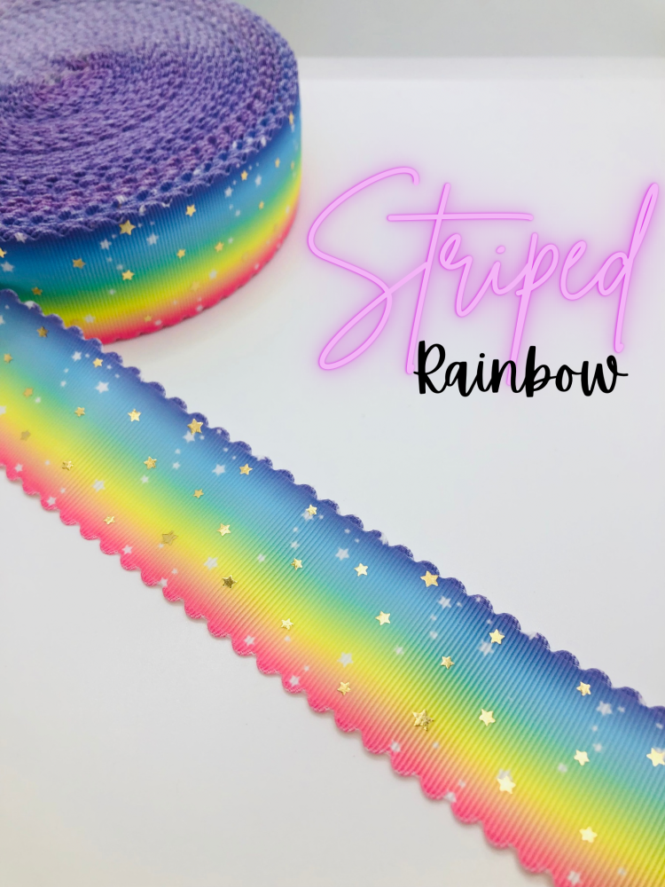 1.5" Bright Rainbow Scallop edge ribbon