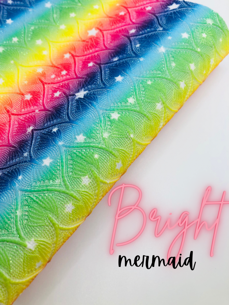 Bright Rainbow Mermaid tail Lace glitter fabric