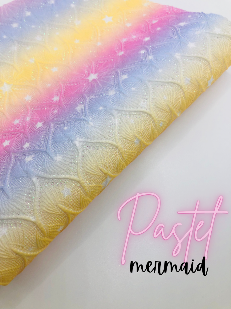 Pastel Rainbow Mermaid tail Lace glitter fabric