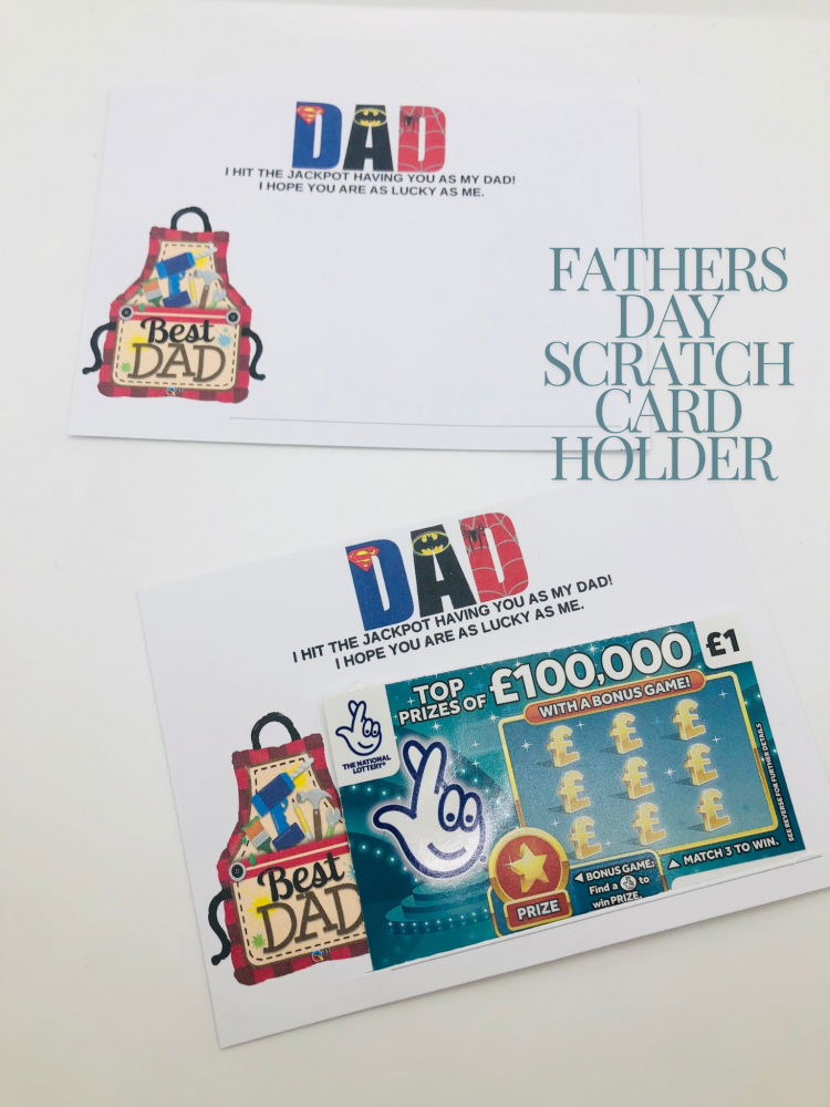 Fathers Day Gift Scratch Card printed bow card