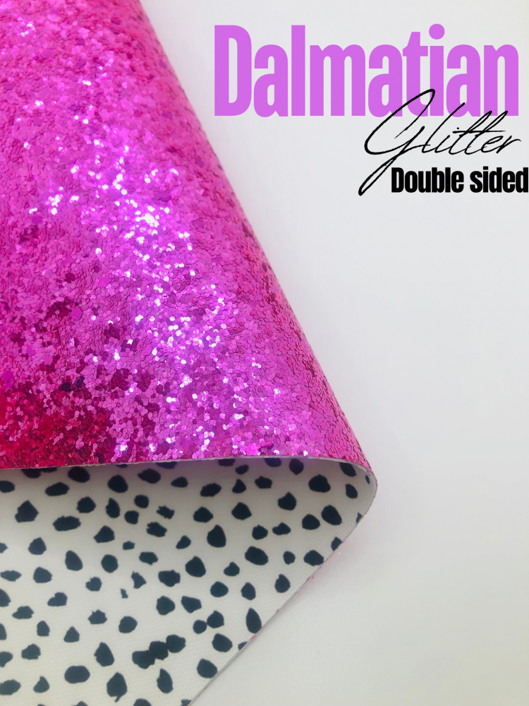 Double Sided dalmatian canvas backed with chunky glitter