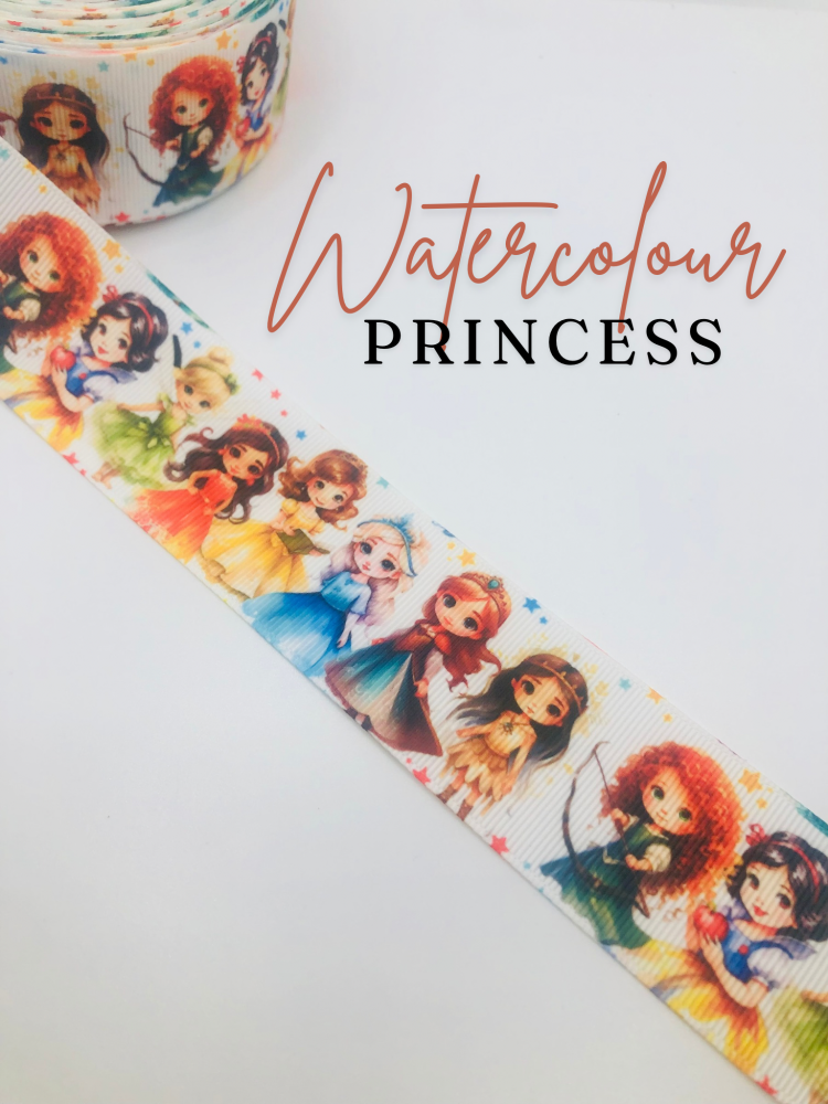 38mm Watercolour princess grosgrain ribbon