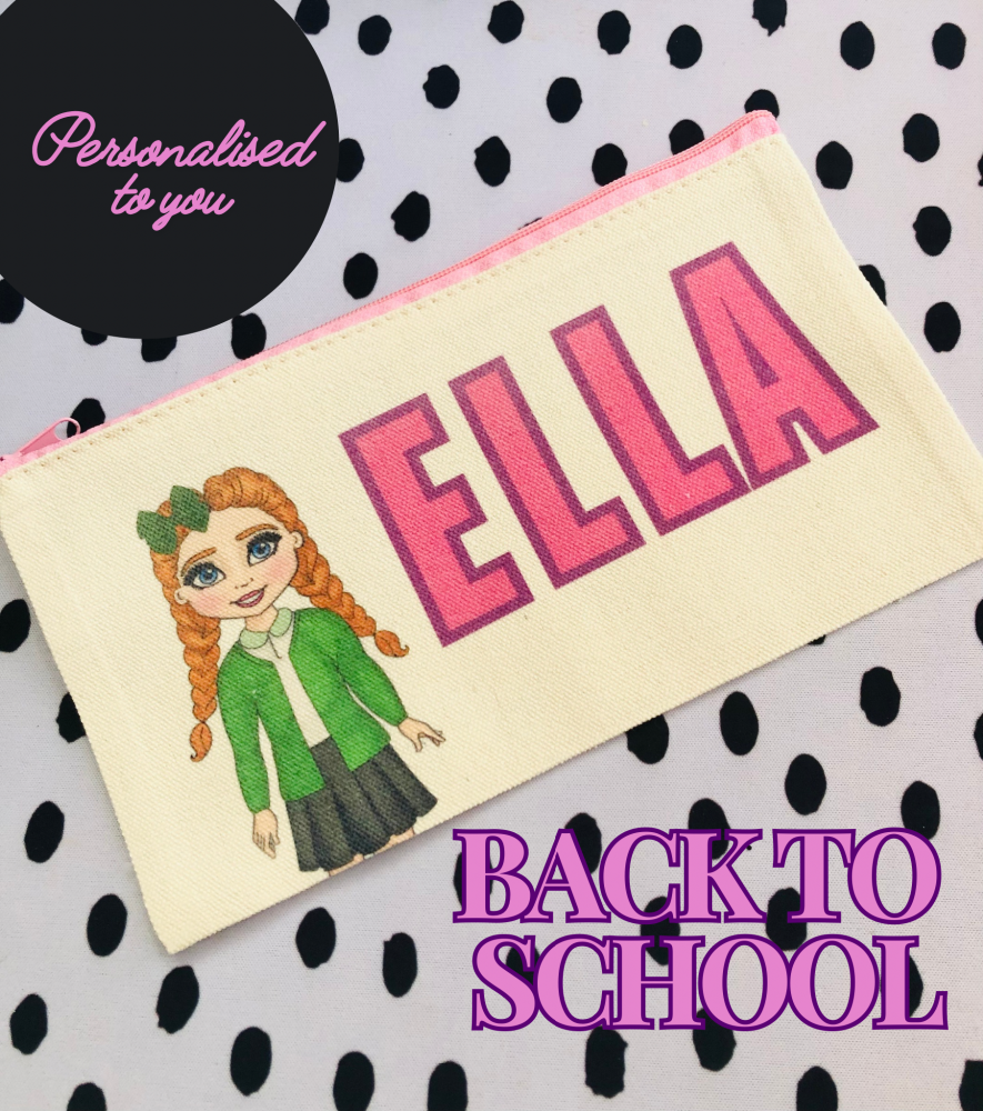 PINK ZIPPER - New School Girl Design with personalised name