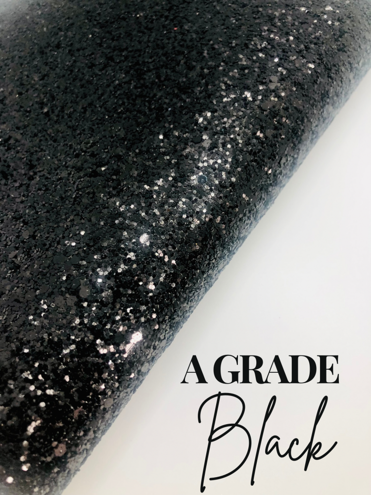 A grade black chunky glitter