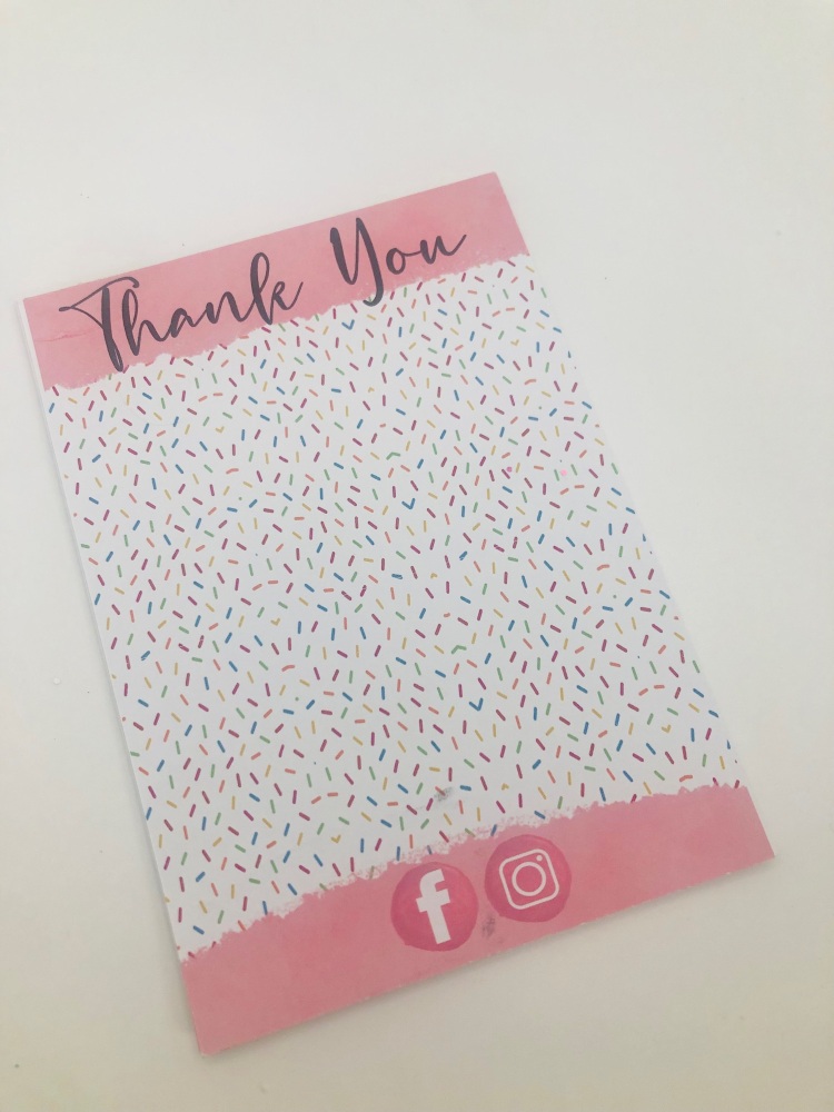 Ice Cream Sprinkles Thank You Printed bow card (pack of 10)