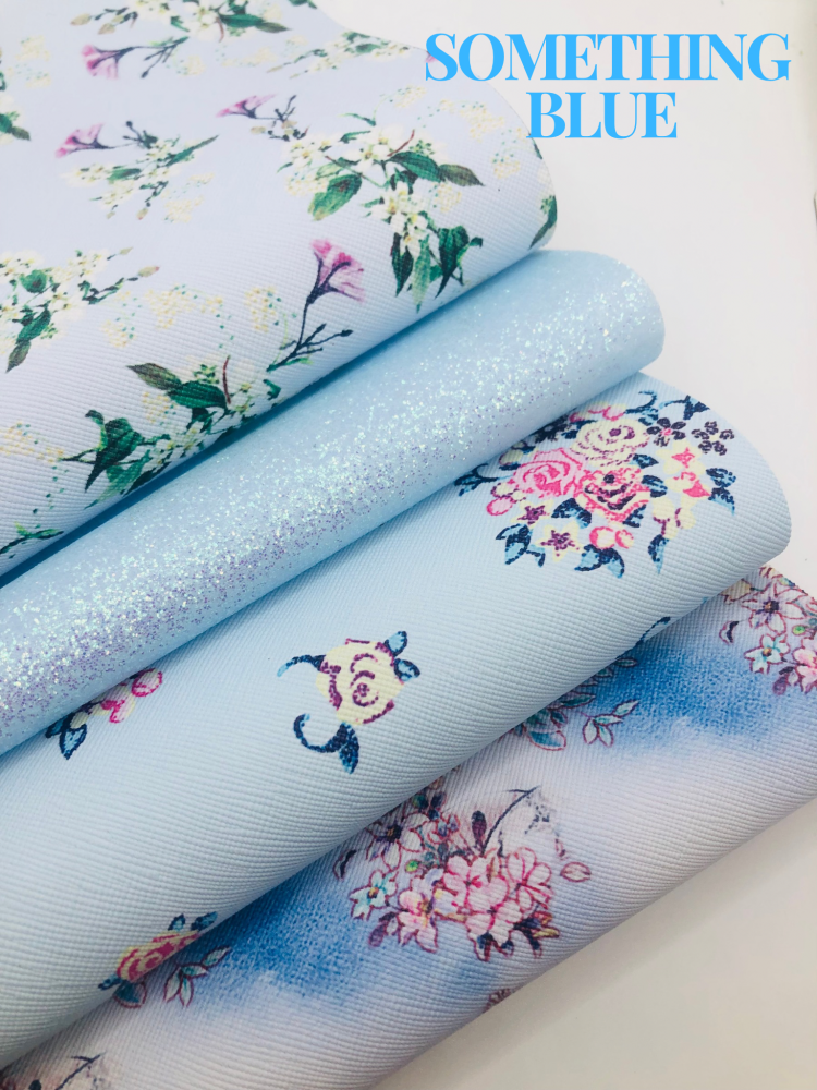 Beautiful Blue Floral leatherette Fabric Friday Bundle