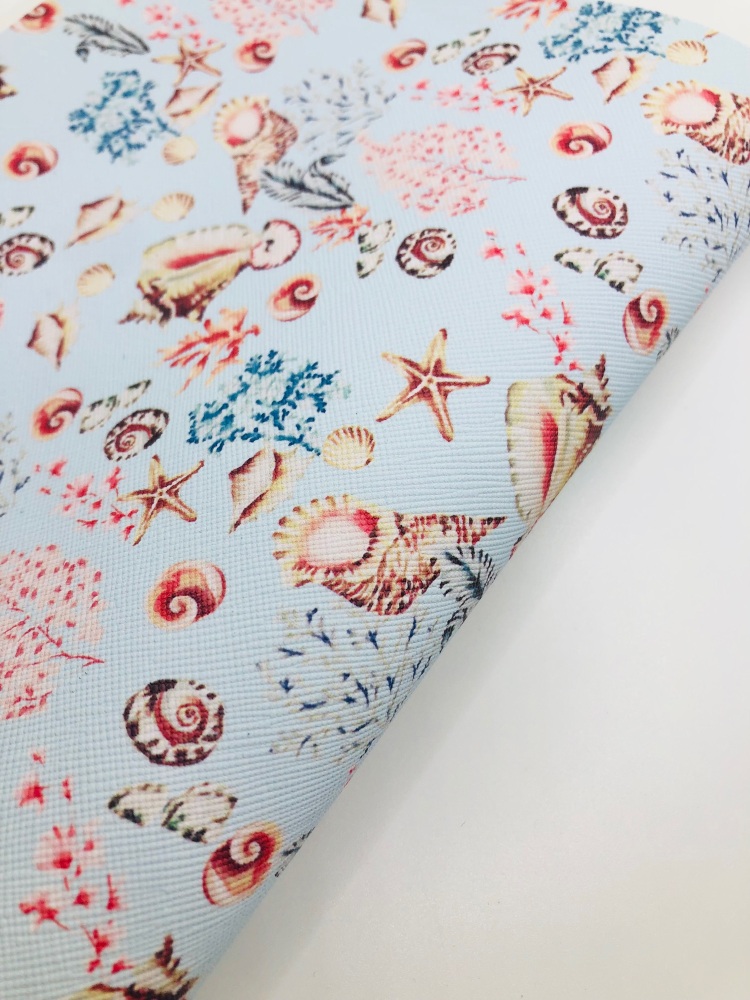 CLEARANCE - Sandy Shores Seashell printed leather