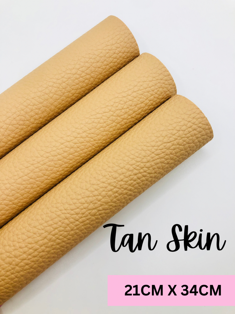 Litchi Tan Skin Colour Plain leather