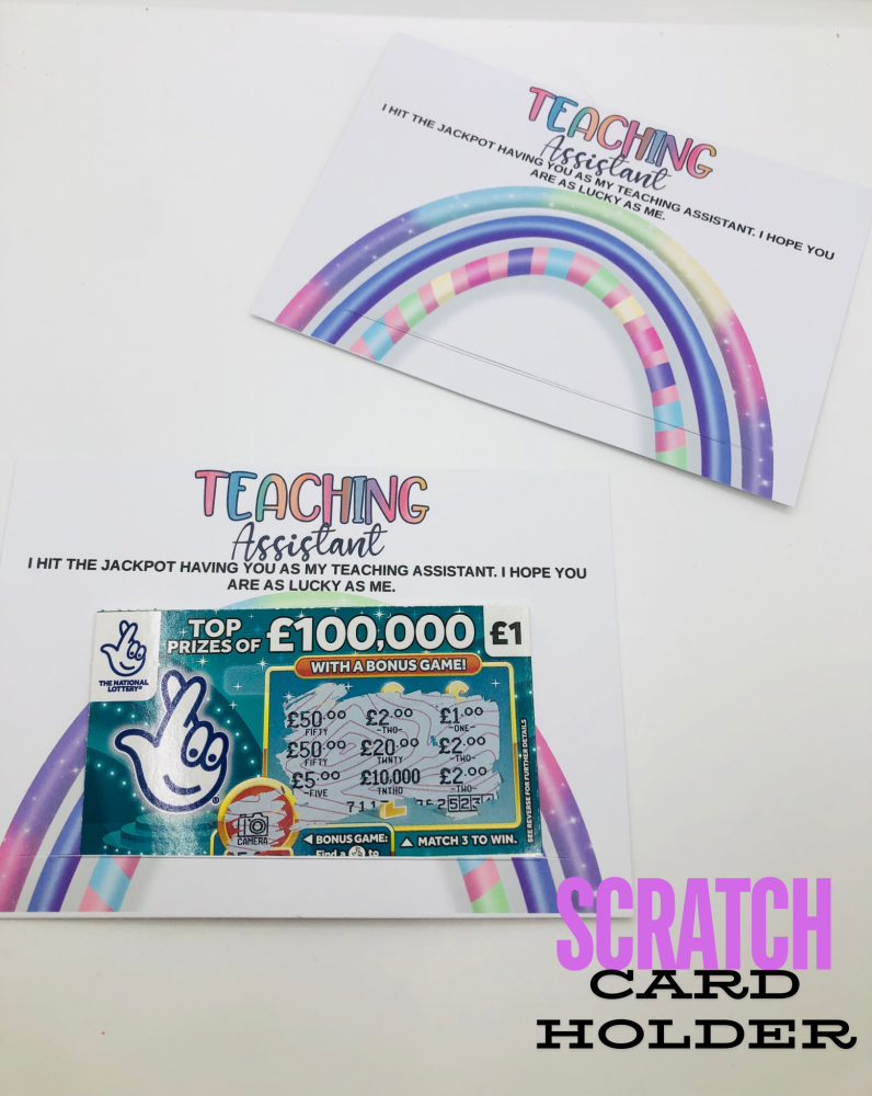 Teaching Assitant leaving Gift Scratch Card printed bow card