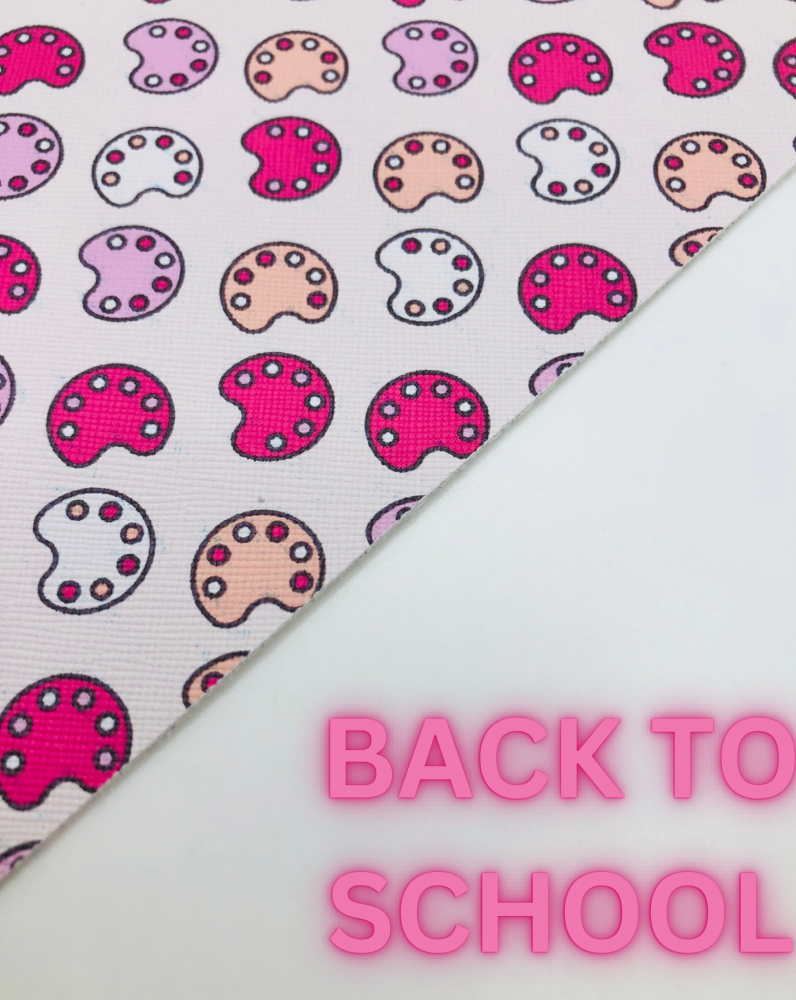 A5 SCHOOL - Pink Paint Pallet printed leatherette fabric